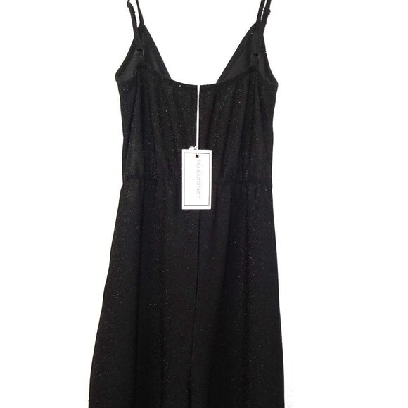 No Comment Jumpsuit Juniors' Size S Black Sparkle Stretch Front Cut Out - Picture 10 of 13